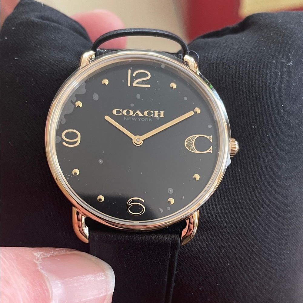 Coach Black Dial Leather Strap Watch with Gold Accents - Picture 3 of 10